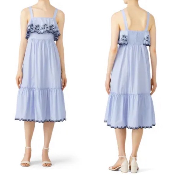 kate spade Dresses & Skirts - Daisy Blue Embroidered Patio Dress| Kate Spade New York| Sz L | 100% Cotton